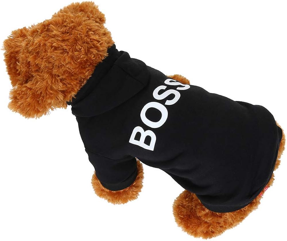 Puppy Hoodie BOSS Print Warm Fleece Coat Pet Dog Clothes