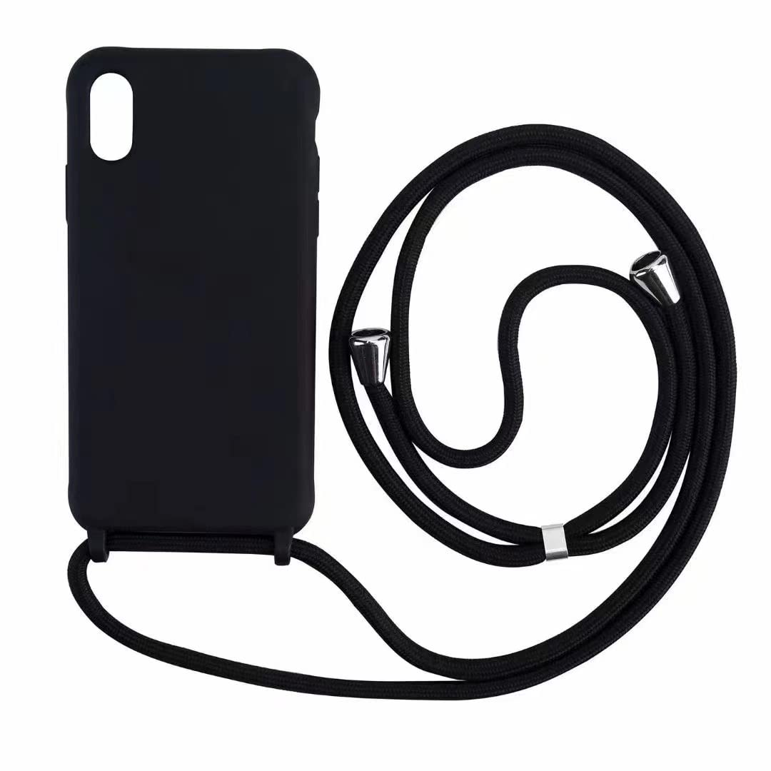 PuYu Zhe Compatible With iPhone X/Xs Case,Soft Matte Silicone TPU Crossbody Cover with Adjustable Neck Cord Lanyard Strap,Slim Stylish Shockproof Lanyard Case-Black — image 1
