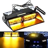 AMBOTHER 16 LED High Intensity Law Strobe Emergency light Hazard Police Warning Flash Flashlight Enforcement Lights 18 Modes for Interior Roof/Dash / Windshield with Suction Cups (Amber)