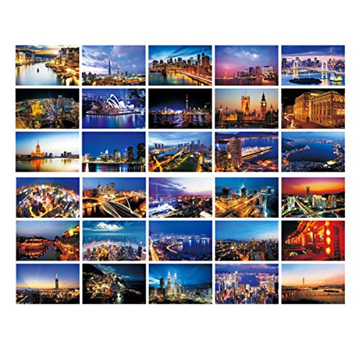 HOSTEESSCHOICE Beautiful Postcard set of 30 Post card variety pack World travel sites,4 x 6 Inches, World Urban Night Scene
