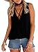 ROSKIKI Women's Plunge V Neck Blouse Cross Front Sleeveless Choker Drape Surplice Wrap Tank Tops US (12-14) Black