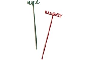 The Cotton & Canvas Co. Naughty and Nice Drink Stirrers, Cocktail Sticks, Stir Sticks, Christmas Party Décor, Set of 12