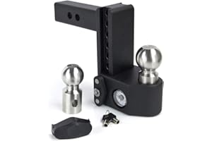 Weigh Safe Adjustable Trailer Hitch Ball Mount - 6" Drop Hitch for 2" Receiver w/ 2 pc Keyed Alike Lock Set, Premium Steel Trailer Tow Hitch w/Built in Weight Scale for Anti Sway, 15,000 lbs GTW