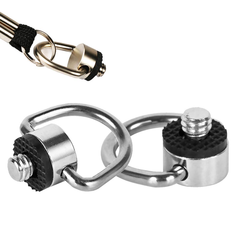 Stainless Steel D Ring Screw Hinged Holder Camera Fixing Screw 1/4"-20 Thread for Tripod DSLR Cameras for Quick Release Wrist Strap Sling 2 Pack
