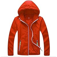 Panegy Womens Windbreaker Hoodie Skin Coat Mens Reflective Running Jacket Slim Fit Quick Dry Orange 3XL