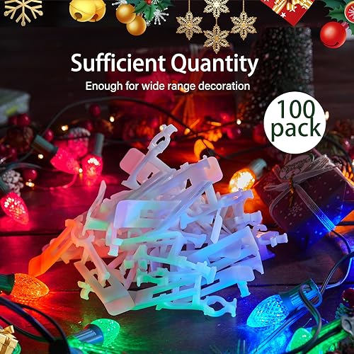 100 Pack AllinOne Christmas Light Clip for C7 C9 Christmas String Lights, Christmas