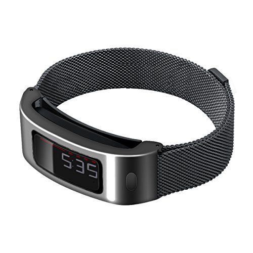 Garmin Vivofit Metal Case Bands - C2DJOY(2017 New Design) Metal Steel Case With Milanese Bands For Garmin Vivofit 1 & 2, Not For Vivofit 3,Black Large(6.3