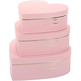 Lassos Boutique Set of 3 Heart Shaped Gift Boxes Decorative Heart Gift Flower Wrapping Boxes for Wedding, Birthday, Anniversary, Valentine's Day, Mother's Day, Baby Showers (Pink)