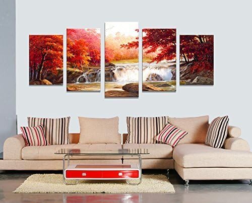 wall art Red Woods Waterfall Canvas Print Paintings for Wall and Home decor