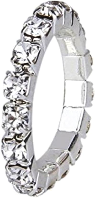 Stretch Adjustable Crystal Diamante Ring for Wedding Bridesmaid Costume Jewellery Women Girls