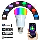 Smart Light Bulb,Works with Alexa,Dimmable Multicolored Color Changing Lights,Smartphone Free APP Control,7W New Version (White)