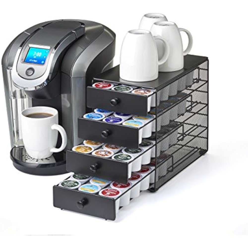 Nifty Coffee Pod Holders 4Tier 72 KCup Capacity Storage Drawer, Black