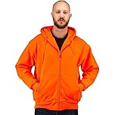 TrailCrest by Treel Orange Safety Full Zip High Visibility Thick Fleece Hoodie Sweatshirt Hunting Jacket