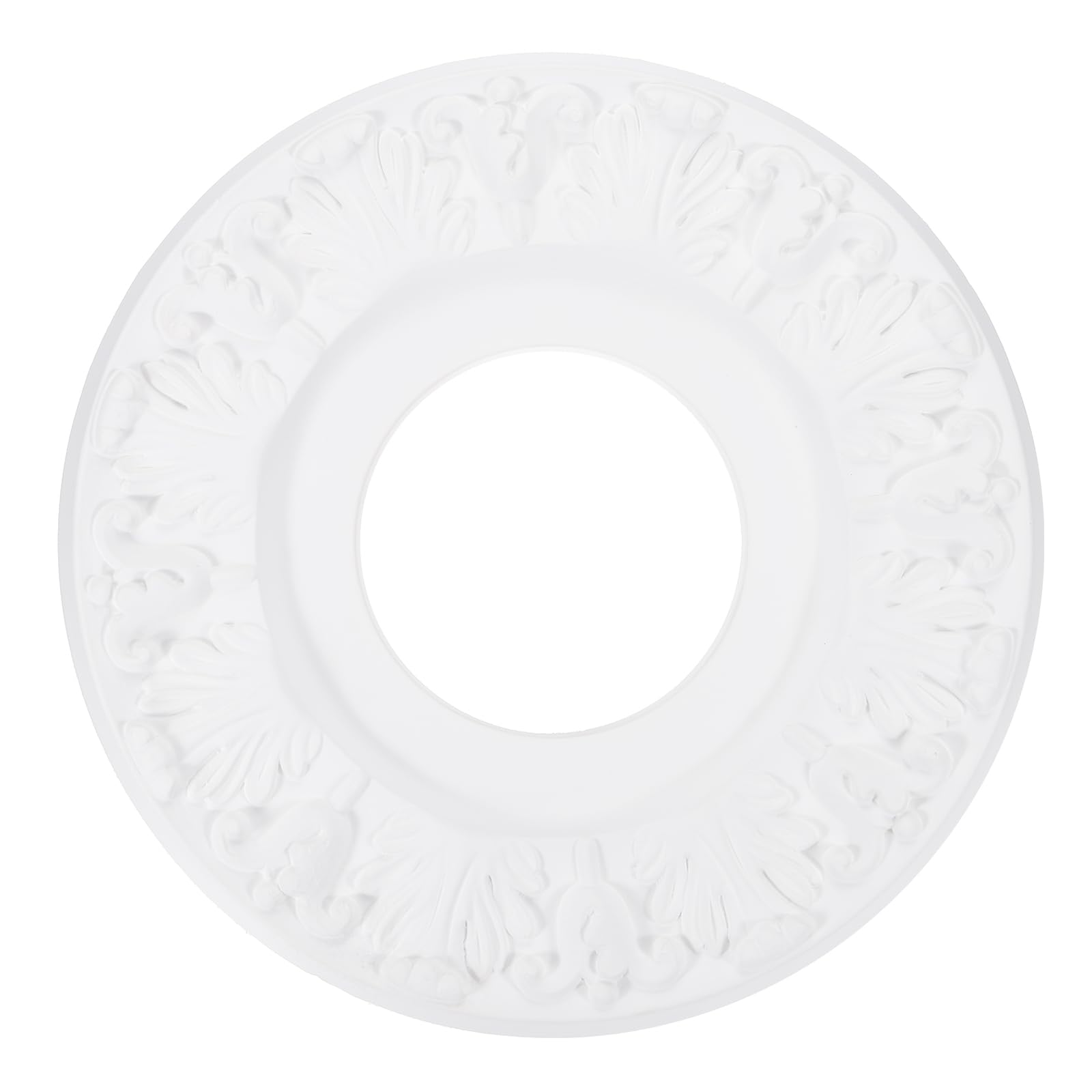 PATIKIL Ceiling Medallion, 10" OD x 4" ID PU Decorative Ceiling Light Medallion Chandelier Medallion 3D Carving Ceiling Light Cover Plate for Ceiling Light Fixtures Fans, White