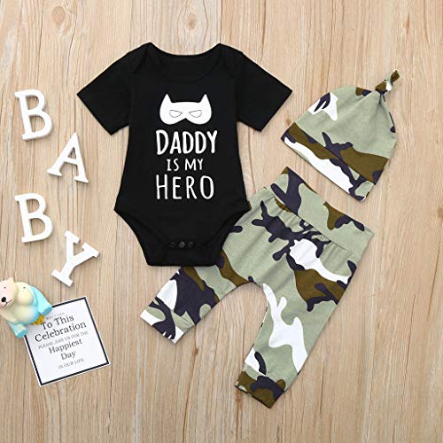 Little Story Baby Short Sleeve Alphabet Cartoon Camouflage Hakama Trousers Set Newborn Infant Baby Boy - Thumbnail 2