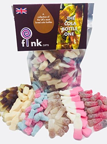 The Cola Bottle One | Cola Bottles, Jelly & Fizzy Bottles Sweets Gift Bag | Candy Hamper Sweet Selection Box Bundle Bag | British Collection | fink gifts | CONTAINS: Fizzy Cherry Cola Bottles | Cola Bottles | Fizzy Cola Bottles | Fizzy Bubblegum Bottles | Milk Bottles | Strawberry Milkshake Bottles