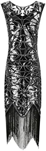 Urmine Women's Retro 1920s Gatsby Sequined Beaded Evening Party Prom Cocktail Flapper Dress