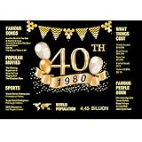40th Birthday Photography Backdrop | 40th Anniversary Decorations | 1979 Sign | 40th Birthday Black Gold Party Decoration