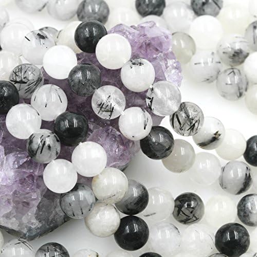 39 pcs 10mm Tourmalinated Quartz Loose Spacer Beads Round 15.5 inch strand