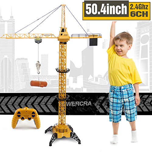 Liberty Imports 6 Channel RC Mega Tower Crane, 50.4 inch Tall 2.4GHz Remote Control Construction