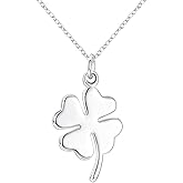 Cutesmile Fashion Jewelry 925 Sterling Silver Lucky Four Leaf Clover Pendant Necklace, 18"