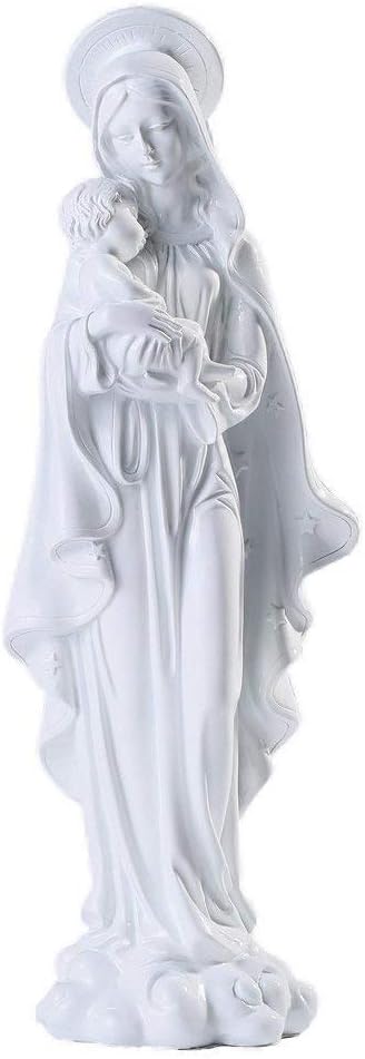 Amazing Roo Design Blessed Virgin Mary Statue with Baby Jesus Statue Figures Home Ornaments for Decorations, 12 Inch Figurine, White