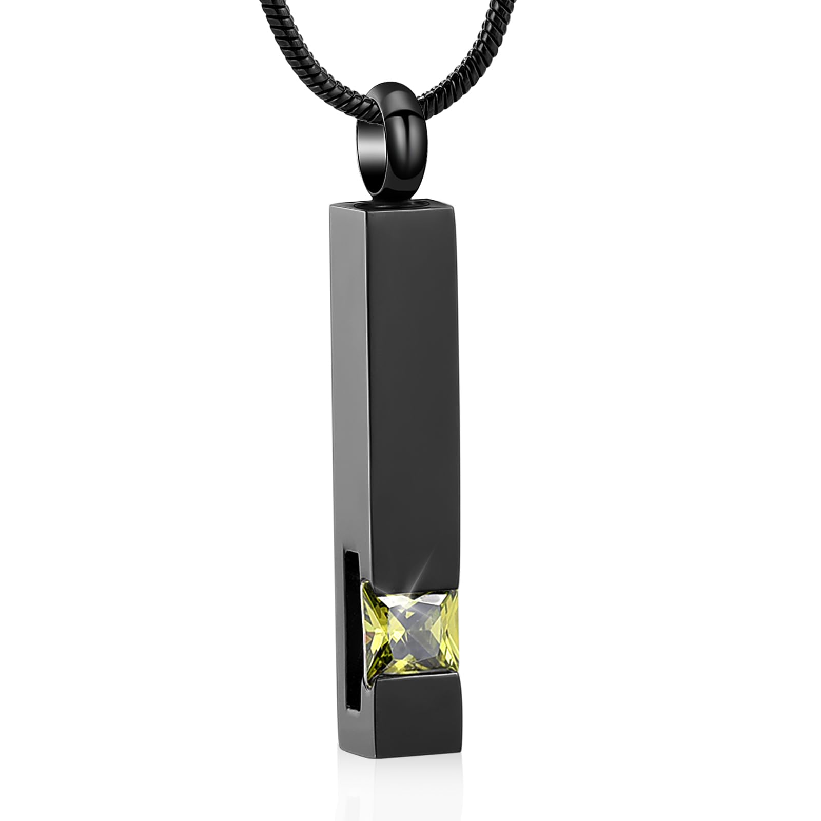 Crystal Cremation Urn Jewelry Cube Memorial Ashes Necklace Pendant Keepsake- Black Birthstone Series