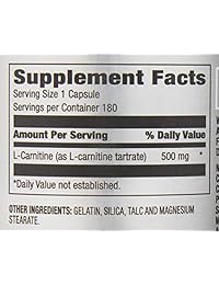 Amazon Brand - Tartrato PWR L-Carnitina 500MG, 1