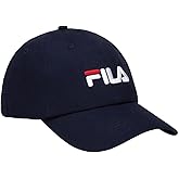 Fila Unisex Heritage Script Logo Slouch Adjustable Strapback Baseball Hat (US, Alpha, One Size, Peacoat)