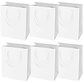 MAQMAQQ 6Pcs Gift Bags With Handles: Medium Gift Bags Bulk 9x6x10 Inch For Wedding Party Birthday Business (White 6Pcs 9x6x10 Inch)