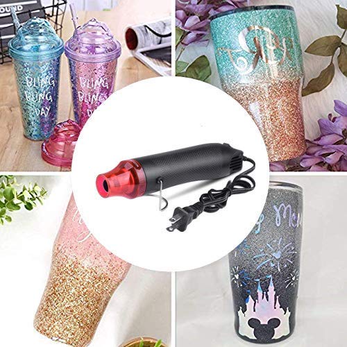 5Pcs Epoxy Glitter Tumbler Kits,Black Portable Bubble Buster Tool Heat Gun for DIY Acrylic Resin Cups to Remove Air Bubbles,4Pcs Magic Epoxy Brushes for Vinyl Crafts Tumbler