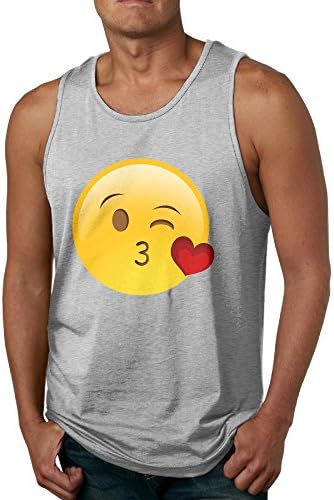 Luyudong Kiss Heart Emoji Men's Leisure Sleeveless T-shirt XXL Ash