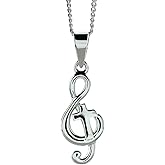 Dicksons Treble Clef Music Note with Cross Sterling Silver 18-Inch Pendant Necklace