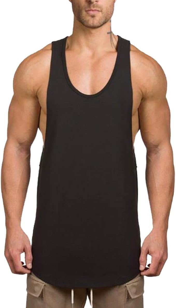 JiXuan Cotton Muscle Guys Undershirt Vest Gym Clothing Bodybuilding