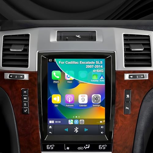 4G+64G Car Radio for Cadillac Escalade SLS 2007-2014 Radio Upgrade, 9.7 Inch Tesla Style Touch Screen Stereo Replacement, Built-in Wireless Carplay Android Auto, Back Up Camera GPS Bluetooth SWC FM