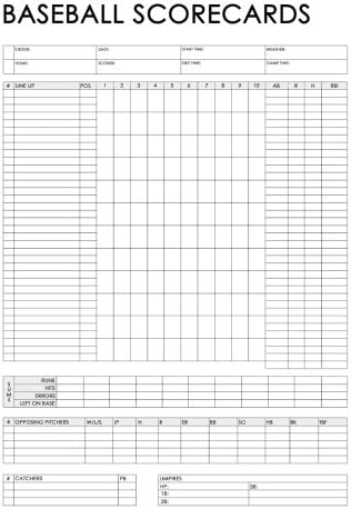 Baseball Scorecards: For Scoring Baseball Games At Any level