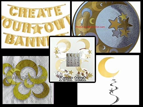 Ramadan Mubarak / Ramadan Kareem / Eid Mubarak / Happy Eid Complete Decoration Party Pack - Crescent Theme Set