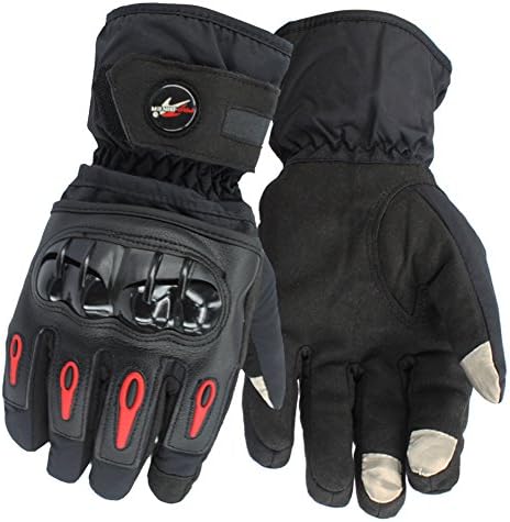 Tactical Riding Gloves Full Finger Gloves For Motorcycle Biker Powersports Outdoor Racing - Hard Plastic Knuckle,Thick Waterproof (size L)