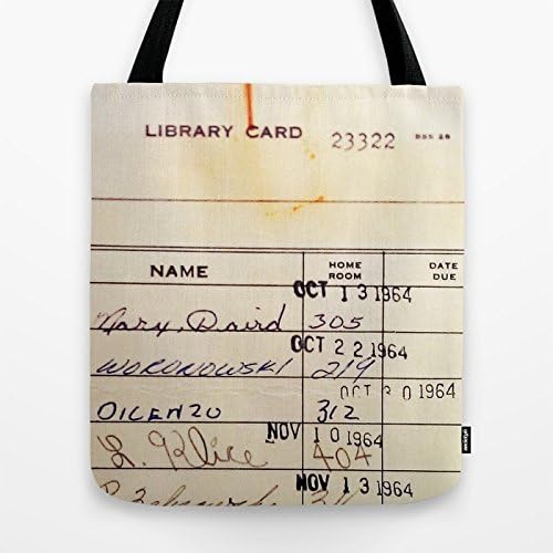 Women's Library Card Cotton Linen Tote Bag 18 x 18 Inch Durable Shopping Bag