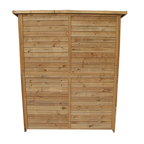 Olymstore 64"H 100% Fir Wooden Shed Garden Storage Sheds, Large Sturdy Medium Storage,with Double Doors Lockable Cabinet,Natural Wood 55"Lx20"Wx 64"H