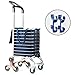 TUOMAN Shopping Cart Portable Utility Carts Folding Trolley Light Weight Stair Climbing Cart with Triangle Crystal Wheel - 177 Pounds Capacity - Blue