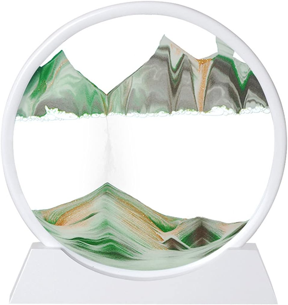 Moving Sand Art Picture, Flowing Sand Frame Flowing, Round Glass Grit