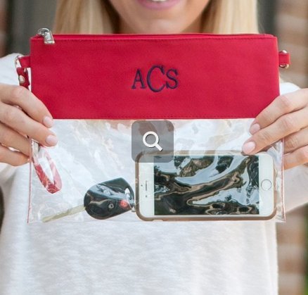 Clear Crossbody Purse Stadium bag NFL approved gamed bag in Red Monogrammable clutch tote …