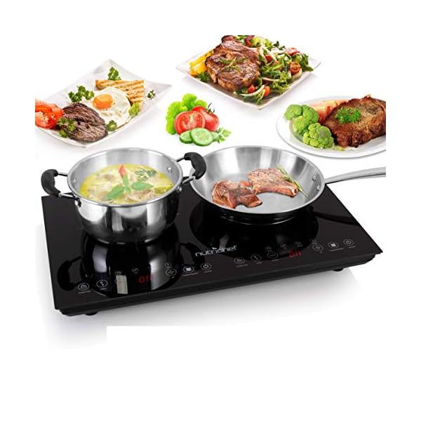 NutriChef Double Induction Cooktop Portable 120V Digital Ceramic Dual