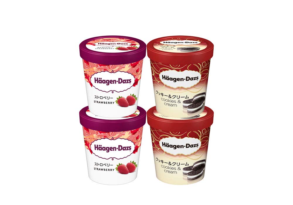 【HD】ハーゲンダッツ　パイント（473ml）4個セット（ストロベリー、クッキー＆クリーム）商品画像