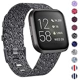 KIMILAR Woven Band Compatible with Fitbit Versa/Fitbit Versa 2/Fitbit Versa Lite Edition, Large Small Woven Fabric Breathable Men Women Versa Replacement Band for Versa Smartwatch
