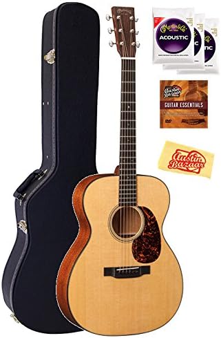 Martin 000-18 Acoustic Guitar Bundle with Hard Case, 3 Pack of Strings, Austin Bazaar Instructional DVD, and Polishing Cloth