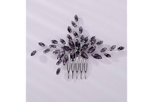 Teyglen Women Dainty Simple Full Rhinestones Red Blue Black Bride Wedding Hair Comb Luxurious Hair Accessories Shiny Rhinestones Bridal Side Hair Combs for Women Bride Girls (Purple)