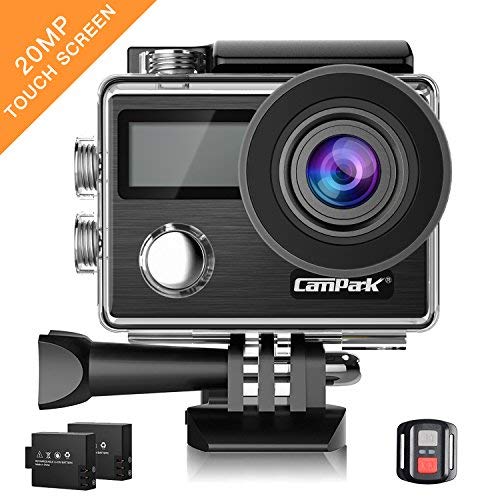 Caméra Sport, Campark X20 Action Cam 4K Ultra HD WIFI Écran tactile 20MP SONY Capteur Caméscope Étanche 30M 170 °Grand-angle avec Télécommande, EIS, 2 1050mAh Batteries et Accessoires