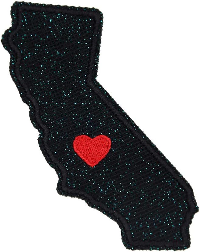 Mixed Media - Black Glitter Sparkle California CA State Embroidered Iron On Patch
